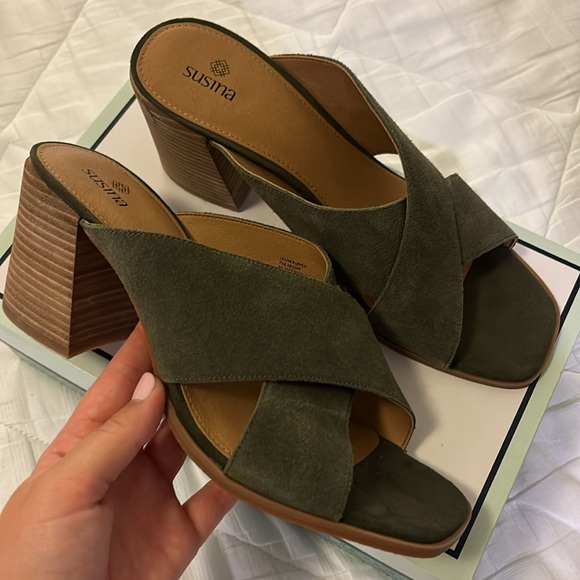 Susina Olive Suede Sandal - Picture 2 of 4